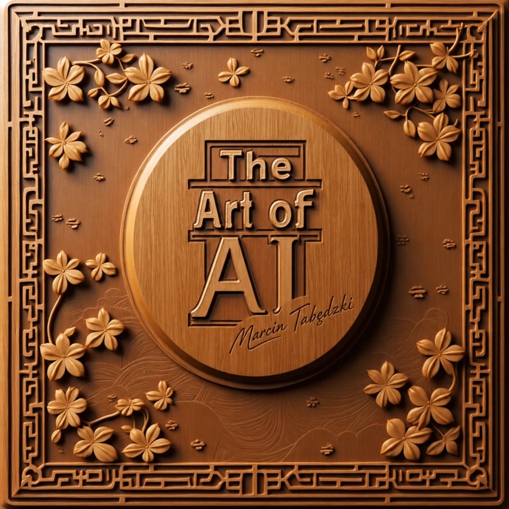 The Art of AI, engraved wooden cover with Marcin Tabędzki’s signature